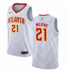 Youth Nike Atlanta Hawks 21 Dominique Wilkins Authentic White NBA Jersey Association Edition
