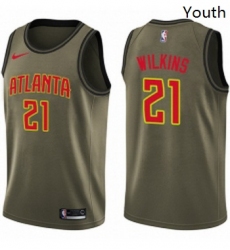 Youth Nike Atlanta Hawks 21 Dominique Wilkins Swingman Green Salute to Service NBA Jersey