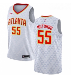 Youth Nike Atlanta Hawks 55 Dikembe Mutombo Authentic White NBA Jersey Association Edition 