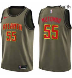 Youth Nike Atlanta Hawks 55 Dikembe Mutombo Swingman Green Salute to Service NBA Jersey 