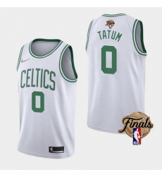 Men Boston Celtics 0 Jayson Tatum 2022 White NBA Finals Stitched Jersey