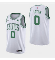 Men Boston Celtics 0 Jayson Tatum 75th Anniversary White Stitched Basketball Jersey