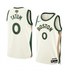 Men Boston Celtics 0 Jayson Tatum Cream 2024 Finals City Edition Stitched Basketball Jersey
