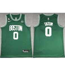 Men Boston Celtics 0 Jayson Tatum Green No 6 Patch Stitched Basketball Jersey