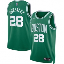 Men Boston Celtics 28 Hugo Gonz E1lez Kelly Green 2024 Draft Icon Edition Stitched Basketball Jersey