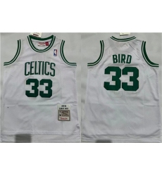 Men Boston Celtics 33 Larry Bird 1995 96 White Throwback Stitched Jersey