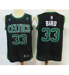 Men Boston Celtics 33 Larry Bird Black 2021 Brand Jordan Swingman Stitched NBA Jersey With NEW Sponsor Logo