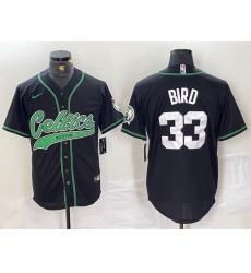 Men Boston Celtics 33 Larry Bird Black With Patch Stitched Baseball Jersey