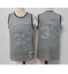 Men Boston Celtics 33 Larry Bird Grey Throwback Stitched Basketball Jersey