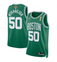 Men Boston Celtics 50 Svi Mykhailiuk Kelly Green 2024 Finals Champions Icon Edition Stitched Basketball Jersey