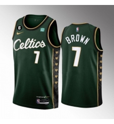 Men Boston Celtics 7 Jaylen Brown Green 2022 23 City Edition No 6 Patch Stitched Basketball Jersey