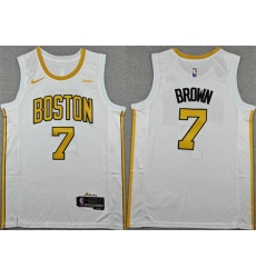 Men Boston Celtics 7 Jaylen Brown White 2025 26 City Edition Stitched Basketball Jersey Men Boston Celtics 7 Jaylen Brown White 2025 26 City Edition Stitched Basketball Jersey
