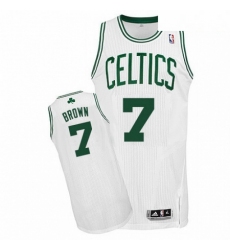 Mens Adidas Boston Celtics 7 Jaylen Brown Authentic White Home NBA Jersey