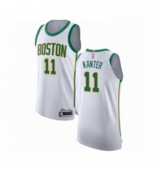 Mens Boston Celtics 11 Enes Kanter Authentic White Basketball Jersey City Edition 