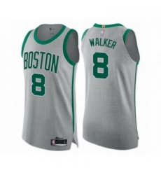 Mens Boston Celtics 8 Kemba Walker Authentic Gray Basketball Jersey City Edition 