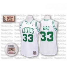 Mens Mitchell and Ness Boston Celtics 33 Larry Bird Authentic White Throwback NBA Jersey