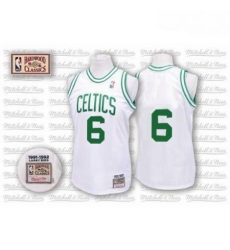 Mens Mitchell and Ness Boston Celtics 6 Bill Russell Swingman White Throwback NBA Jersey