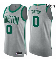 Mens Nike Boston Celtics 0 Jayson Tatum Authentic Gray NBA Jersey City Edition 
