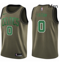 Mens Nike Boston Celtics 0 Jayson Tatum Swingman Green Salute to Service NBA Jersey 