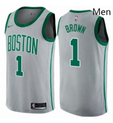 Mens Nike Boston Celtics 1 Walter Brown Swingman Gray NBA Jersey City Edition