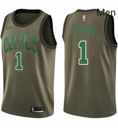 Mens Nike Boston Celtics 1 Walter Brown Swingman Green Salute to Service NBA Jersey