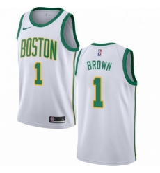 Mens Nike Boston Celtics 1 Walter Brown Swingman White NBA Jersey City Edition
