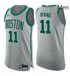 Mens Nike Boston Celtics 11 Kyrie Irving Authentic Gray NBA Jersey City Edition 