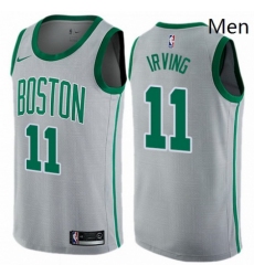 Mens Nike Boston Celtics 11 Kyrie Irving Swingman Gray NBA Jersey City Edition 