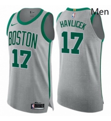 Mens Nike Boston Celtics 17 John Havlicek Authentic Gray NBA Jersey City Edition