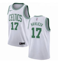 Mens Nike Boston Celtics 17 John Havlicek Authentic White NBA Jersey Association Edition