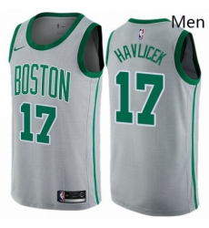 Mens Nike Boston Celtics 17 John Havlicek Swingman Gray NBA Jersey City Edition