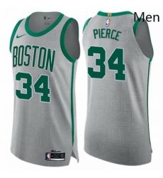 Mens Nike Boston Celtics 34 Paul Pierce Authentic Gray NBA Jersey City Edition 