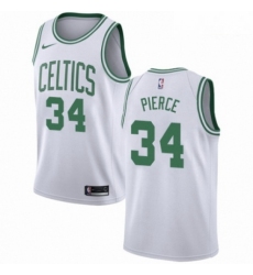 Mens Nike Boston Celtics 34 Paul Pierce Authentic White NBA Jersey Association Edition 