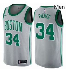 Mens Nike Boston Celtics 34 Paul Pierce Swingman Gray NBA Jersey City Edition 