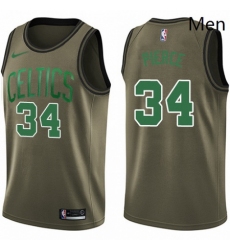 Mens Nike Boston Celtics 34 Paul Pierce Swingman Green Salute to Service NBA Jersey 