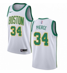 Mens Nike Boston Celtics 34 Paul Pierce Swingman White NBA Jersey City Edition 
