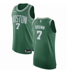 Mens Nike Boston Celtics 7 Jaylen Brown Authentic GreenWhite No Road NBA Jersey Icon Edition