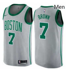 Mens Nike Boston Celtics 7 Jaylen Brown Swingman Gray NBA Jersey City Edition