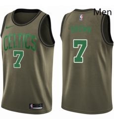 Mens Nike Boston Celtics 7 Jaylen Brown Swingman Green Salute to Service NBA Jersey