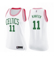Womens Boston Celtics 11 Enes Kanter Swingman White Pink Fashion Basketball Jersey 
