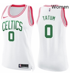 Womens Nike Boston Celtics 0 Jayson Tatum Swingman WhitePink Fashion NBA Jersey 