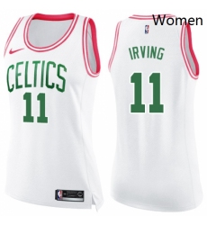 Womens Nike Boston Celtics 11 Kyrie Irving Swingman WhitePink Fashion NBA Jersey 
