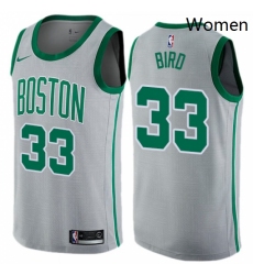 Womens Nike Boston Celtics 33 Larry Bird Swingman Gray NBA Jersey City Edition