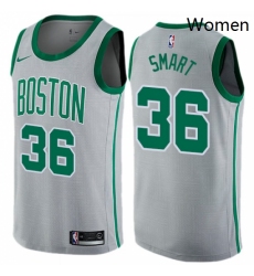 Womens Nike Boston Celtics 36 Marcus Smart Swingman Gray NBA Jersey City Edition