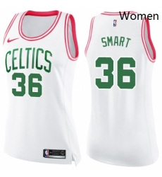 Womens Nike Boston Celtics 36 Marcus Smart Swingman WhitePink Fashion NBA Jersey
