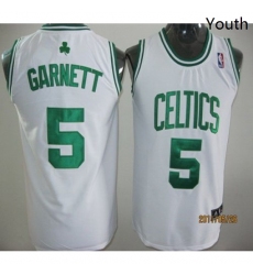Celtics 5 Kevin Garnett White Stitched Youth NBA Jersey