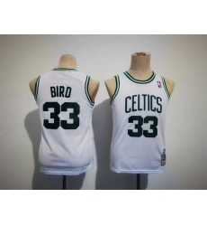 Youth Boston Celtics 33 Larry Bird White Stitched Jersey