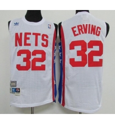 Men Adidas Brooklyn Nets 32 Julius Erving White ABA Retro Throwback NBA Jersey