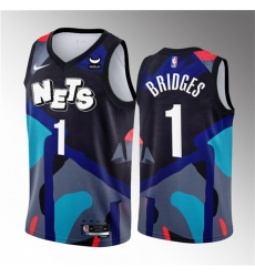 Men Brooklyn Nets 1 Mikal Bridges Black 2023 24 City Edition Stitched Basketball Jersey
