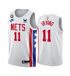 Men Brooklyn Nets 11 Kyrie Irving 2022 23 White With Patch Classic Edition With NO 6 Patch Stitched Basketball Jersey